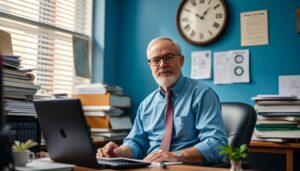 homme agé qui travaille santé