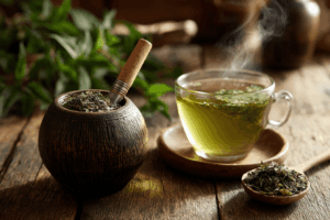 thé vert maté gros plan