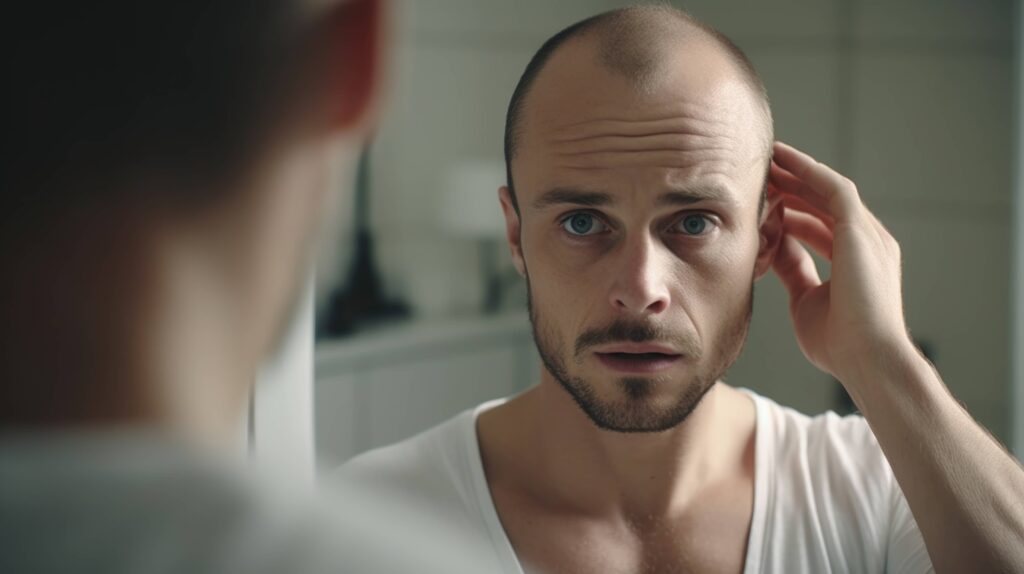 homme qui perd ses cheveux calvitie signes de vieillesse chez l'homme tête rasée