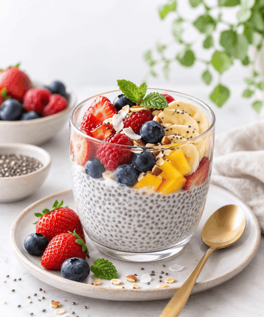 Graines de chia et intestin irritable danger image de graines de chia pudding avec fruits yaourt